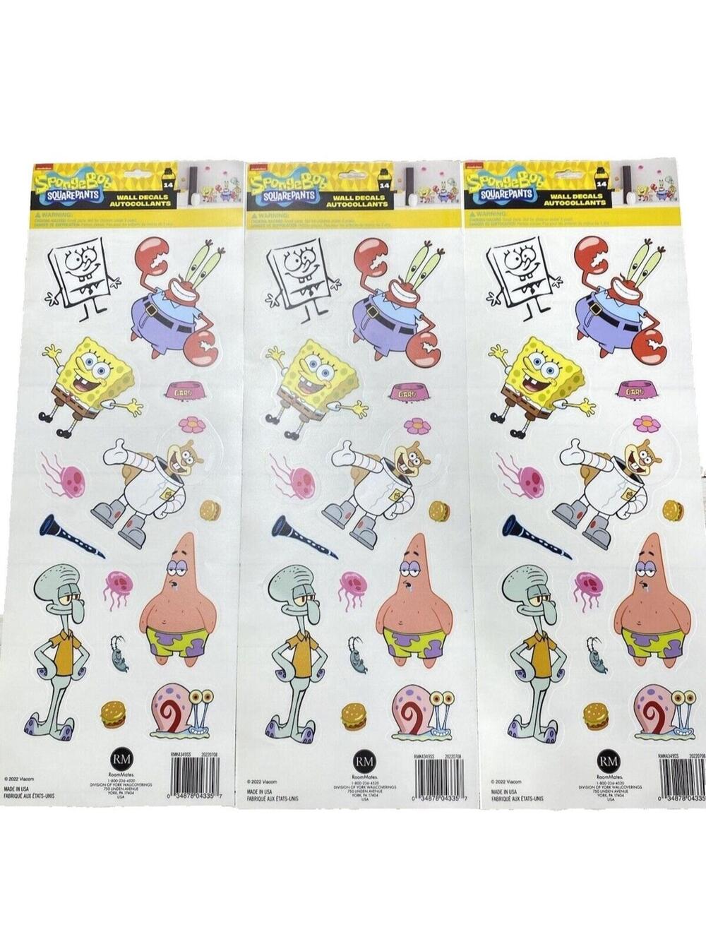 SpongeBob SquarePants Wall Decal Stickers – 3 Sets, Includes Mr. Krabs & Squidwa